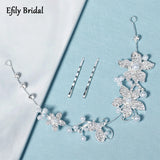 Efily Rhinestone Headband Flower Hairband Wedding Headpiece Silver