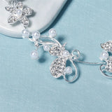 Efily Rhinestone Headband Flower Hairband Wedding Headpiece Silver