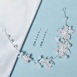 Efily Rhinestone Headband Flower Hairband Wedding Headpiece Silver