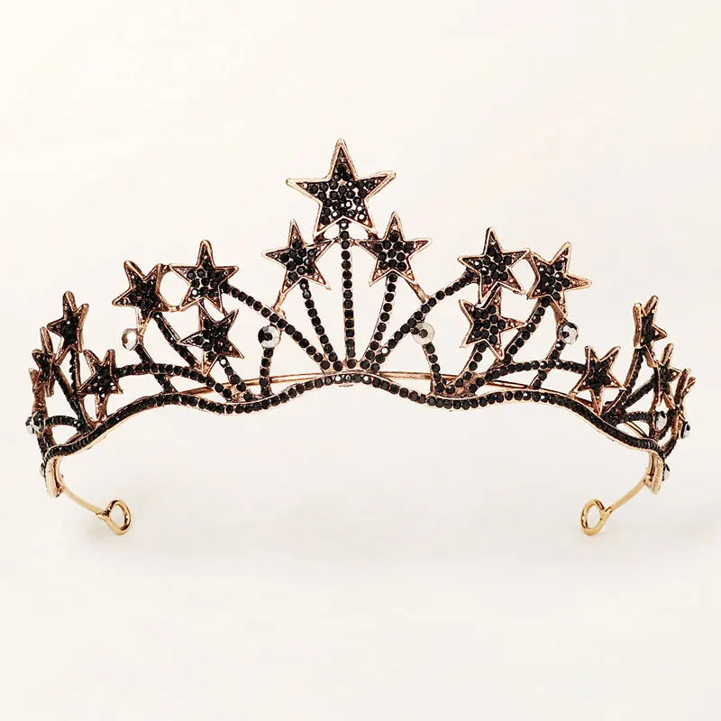 Efily Rhinestone Star Bridal Crown Wedding Hair Accessories