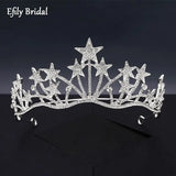 Efily Rhinestone Star Bridal Crown Wedding Hair Accessories