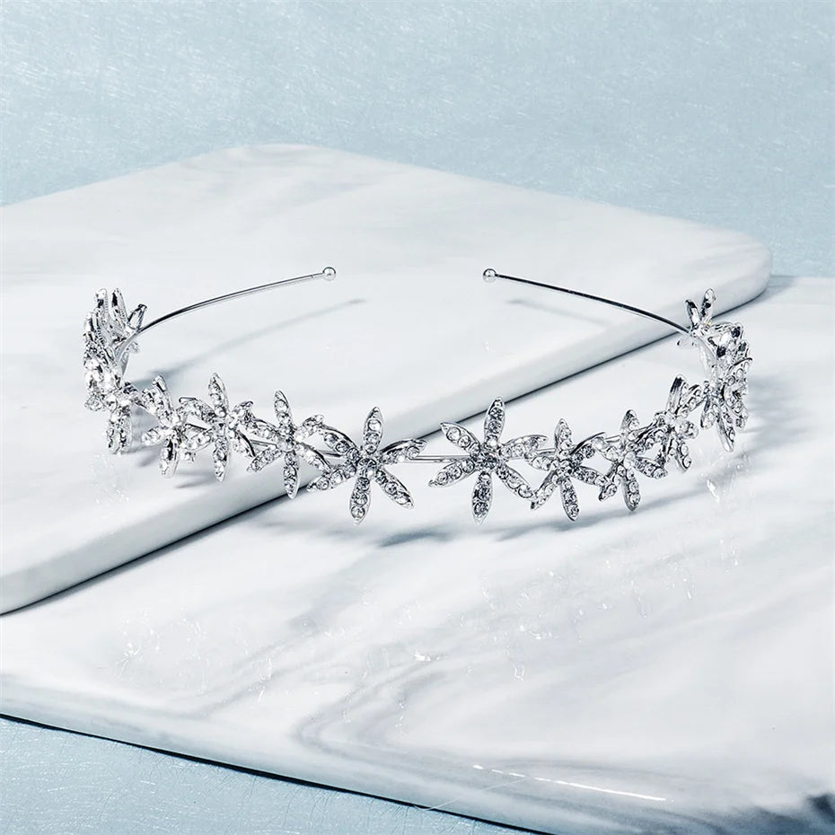 Efily Rhinestone Wedding Headband Silver Crystal Tiaras Bridal Hair Accessories