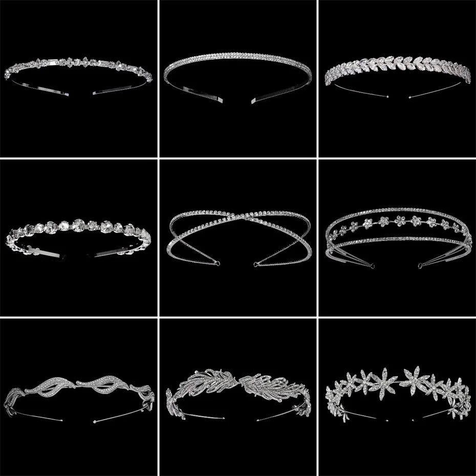 Efily Rhinestone Wedding Headband Silver Crystal Tiaras Bridal Hair Accessories