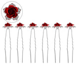 Efily Rose Rhinestone Hair Forks Clips Women Accessories Hairpins