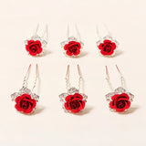 Efily Rose Rhinestone Hair Forks Clips Women Accessories Hairpins