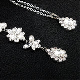 Efily Silver Rhinestone Back Necklace Crystal Bridal Backdrop Necklace