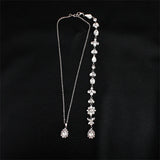 Efily Silver Rhinestone Back Necklace Crystal Bridal Backdrop Necklace