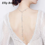 Efily Pearl Back Necklace Women Body Jewelry