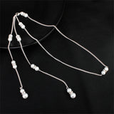 Efily Pearl Back Necklace Women Body Jewelry
