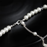 Efily Pearl Backdrop Necklace Wedding Accessories Bride Jewelry Long Crystal