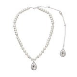 Efily Pearl Backdrop Necklace Wedding Accessories Bride Jewelry Long Crystal