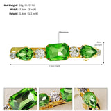 Vintage Green Crystal Hair Clip Geometric Rhinestone Hairpin Barrette