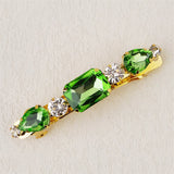 Vintage Green Crystal Hair Clip Geometric Rhinestone Hairpin Barrette