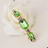 Vintage Green Crystal Hair Clip Geometric Rhinestone Hairpin Barrette