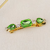 Vintage Green Crystal Hair Clip Geometric Rhinestone Hairpin Barrette