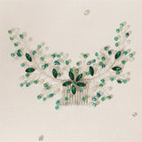 Vintage Green Rhinestone Bridal Hair Comb Clip