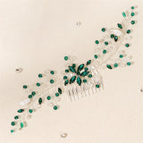 Vintage Green Rhinestone Bridal Hair Comb Clip