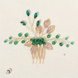 Vintage Green Rhinestone Bridal Hair Comb Clip