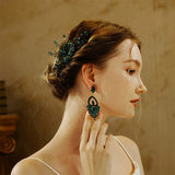 Vintage Green Rhinestone Bridal Hair Comb Clip