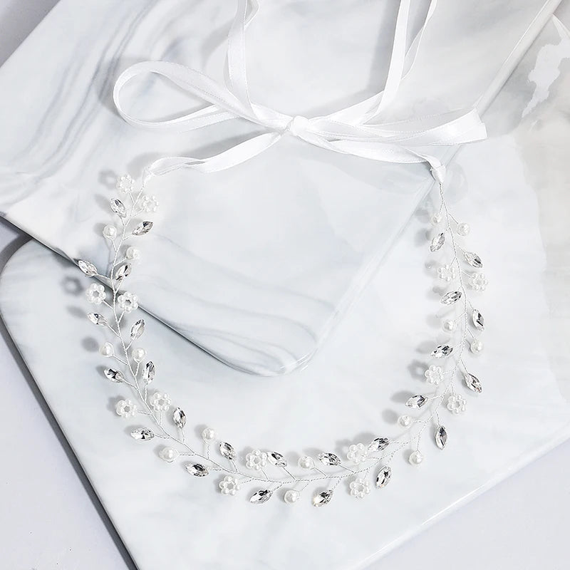 Crystal Headbands for Women Pearl Bridal Hair Jewelry Bride Headpiece