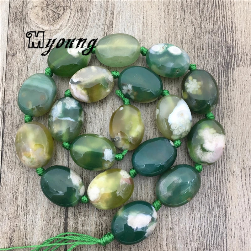 Green Cherry Agates Stone Nugget Beads