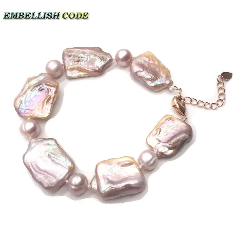 Purple Baroque Pearls Bracelet 8mm Beads Natural Freshwater DIY Party Jewelry
