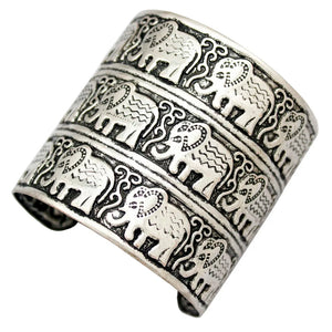 African Vintage Silver Plated Elephant Ganesha Bracelet