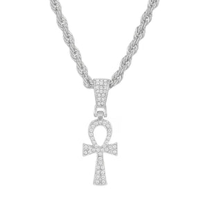 Egyptian Ankh Necklace Iced Out Rhinestone Hip Hop Jewelry