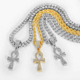 Egyptian Ankh Necklace Iced Out Rhinestone Hip Hop Jewelry