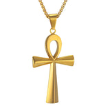 Egyptian Ankh Cross Pendant Necklace Bling Ice Stainless Steel Jewelry