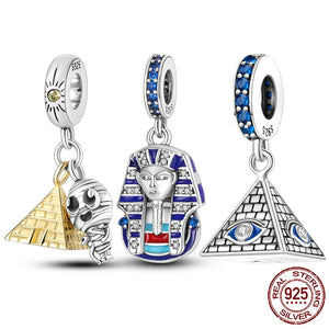 Egypt Pharaoh Dangle Charm Enamel Beads for Bracelet DIY Jewelry Making