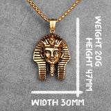 Egypt Pharaoh Long Men Necklace Pendant Chain Hip Hop Stainless Steel Jewelry