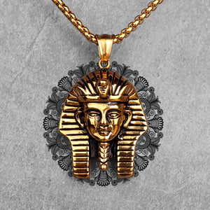 Egypt Pharaoh Long Men Necklace Pendant Chain Hip Hop Stainless Steel Jewelry