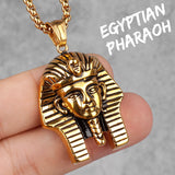 Egypt Pharaoh Long Men Necklace Pendant Chain Hip Hop Stainless Steel Jewelry