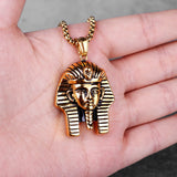 Egypt Pharaoh Long Men Necklace Pendant Chain Hip Hop Stainless Steel Jewelry