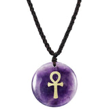 Egyptian Ankh Cross Engraved Amulet Pendant Necklace, Unisex Wave Necklaces