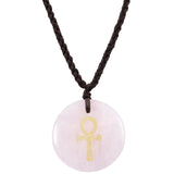 Egyptian Ankh Cross Engraved Amulet Pendant Necklace, Unisex Wave Necklaces