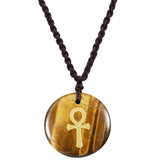 Egyptian Ankh Cross Engraved Amulet Pendant Necklace, Unisex Wave Necklaces