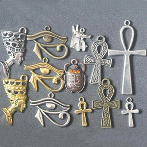 Egyptian Cross Beetle Nefertiti Charms Pendant Set for Jewelry Making