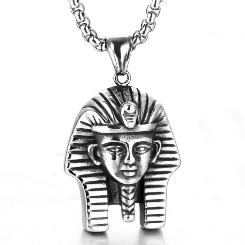 Egyptian Pharaoh Pendant Necklace Vintage Stainless Steel Long Chain Punk Jewelr