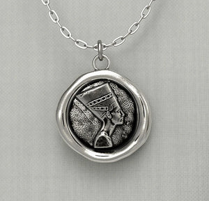 Egyptian Nefertiti Wax Seal Pendant Necklace