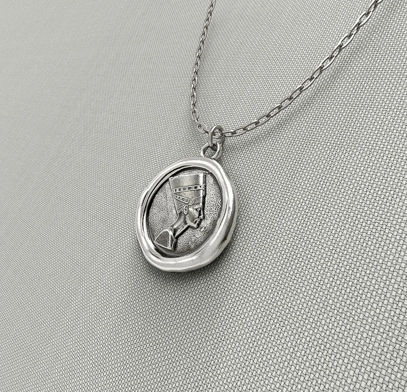 Egyptian Nefertiti Wax Seal Pendant Necklace