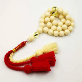 Muslim Rosary Mens Ivory Simulated Insect Prayer Beads with Cotton Tassel