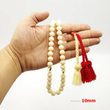 Muslim Rosary Mens Ivory Simulated Insect Prayer Beads with Cotton Tassel