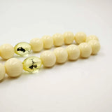 Muslim Rosary Mens Ivory Simulated Insect Prayer Beads with Cotton Tassel
