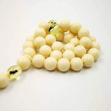 Muslim Rosary Mens Ivory Simulated Insect Prayer Beads with Cotton Tassel