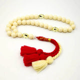 Muslim Rosary Mens Ivory Simulated Insect Prayer Beads with Cotton Tassel