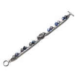 Double Layers Beaded Bracelet for Men Natural Map Stone Charm Jewelry