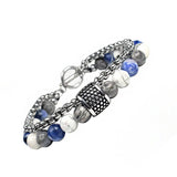 Double Layers Beaded Bracelet for Men Natural Map Stone Charm Jewelry