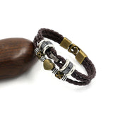 Adjustable Leather Bracelet Men Love Heart Charm Bangle